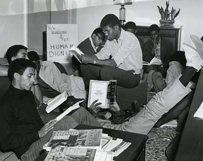 students in the Allen Building study-in, 1967